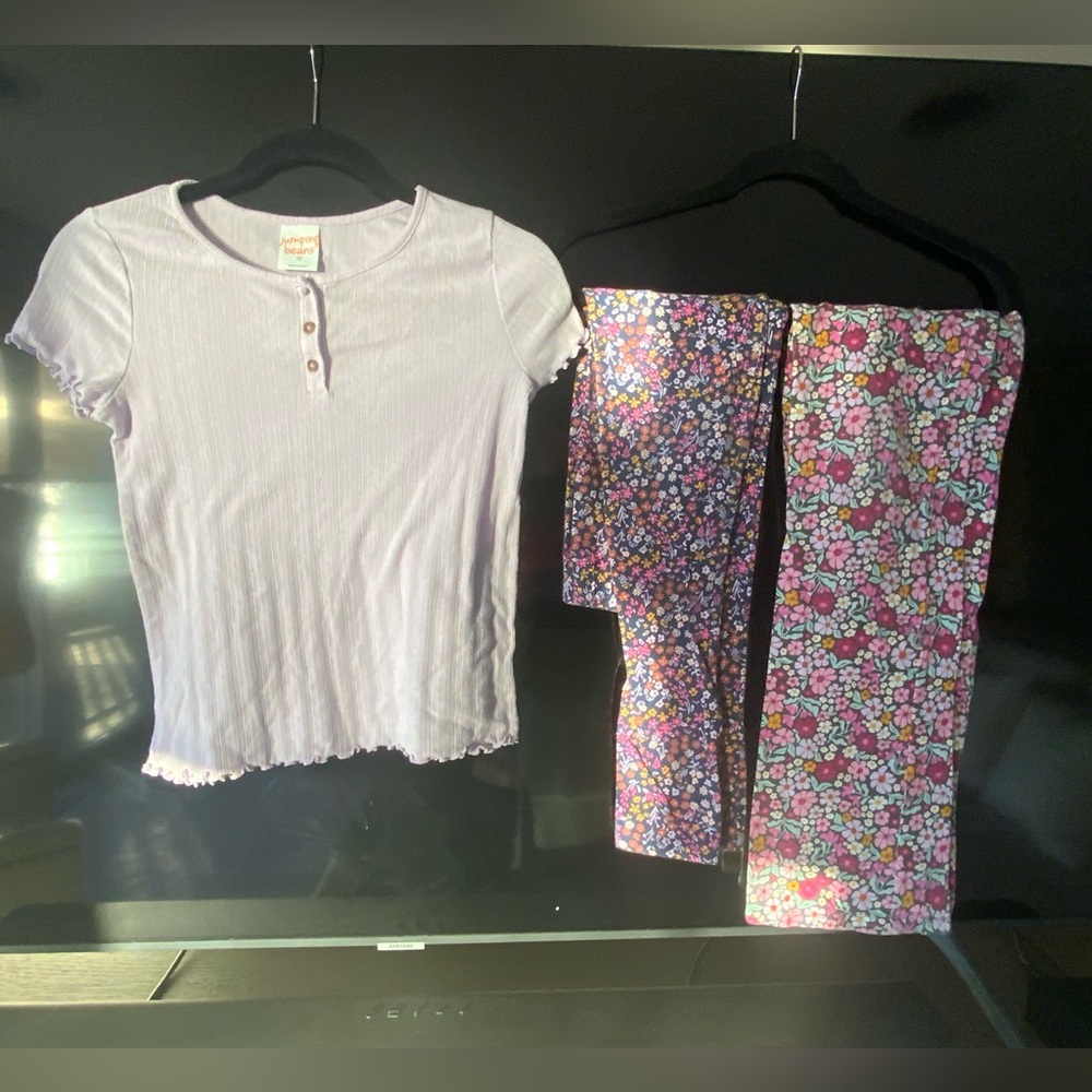 Three Piece Bundle of Jumping Beans Size 12- Two Leggings One Top